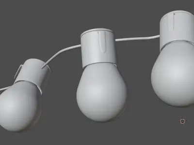 lightup three light bulbs on string 3D model