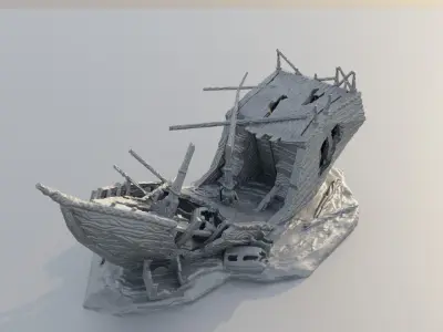 Sunken Ship Remains Tabletop Terrain 28 mm 3D print model