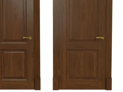 Classic wooden door  01 3D model
