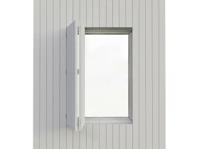 Shutters 4 window with wooden frame 3D model