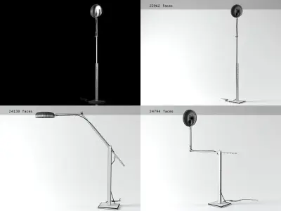 B B floor lamp in four different positions 3D model