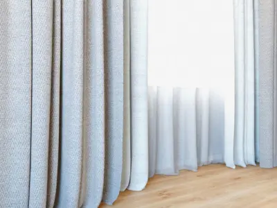 Curtains 56 Curtains with Tulle 3D model
