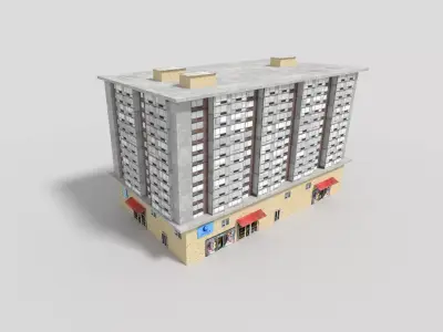 low poly commercial building 2 Low-poly 3D model