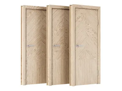 Wooden Door Set V14  3D model