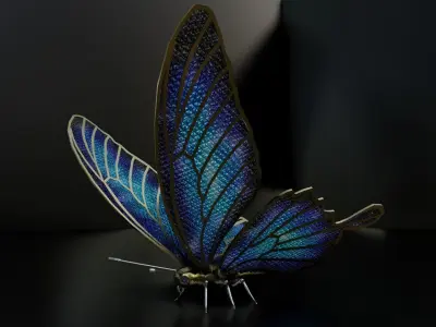 Mechanical Butterfly Low-poly 3D model