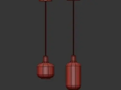 A M P three glass pendant lights hanging 3D model