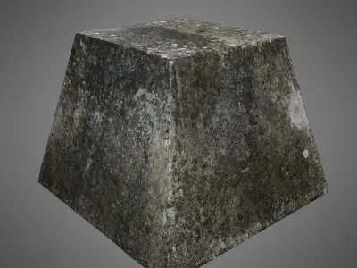 Barricade concrete block with stripes Low-poly 3D model