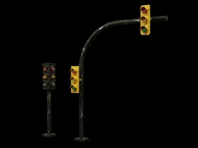 traffic light Low-poly 3D model