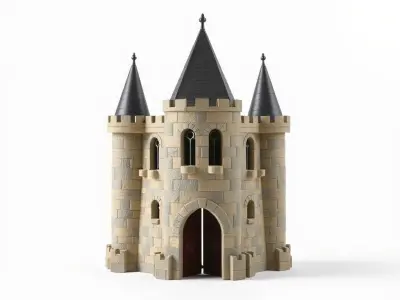 Majestic Stone Castle with Arched Windows model pack Low-poly 3D model