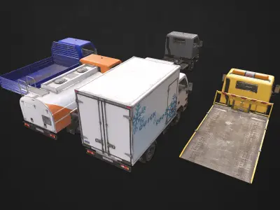 Light Truck Collection Low-poly 3D model