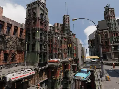 Sci-fi sky old cyber city Blender Project File 3D model