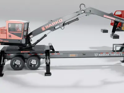 Knuckleboom Log Loader Pack with Trailer-Delimber-Grapple 3D model