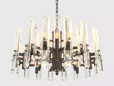 12 Flames Circle Cut Crystal Modern Minimal Chandelier Vray 3D model