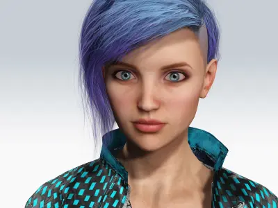 Scifi cyberpunk Girl - Fully Rigged Low-poly 3D model