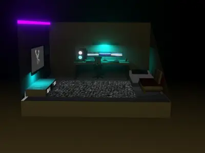 Room with the dark theme Free 3D model