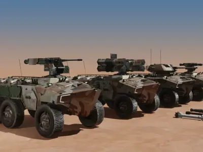 Sci-fi APC collection desert camouflage 3D model