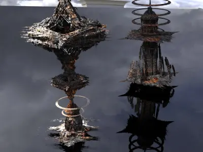 Cyberpunk Scorched Earth city skyscrapers 2 models  Low-poly 3D model