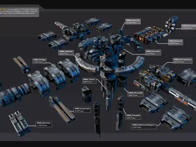 MODULAR Space Station - MS2  Low-poly 3D model
