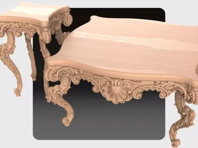Carved tea table for CNC 04 3D model