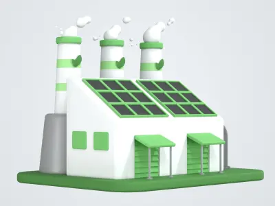 Eco Factory 3D Icon 3D model