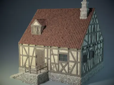 Medieval House 08 Game Ready Low-poly 3D model