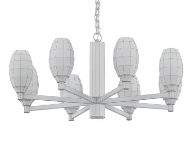 Julian chandelier with six lights in brass and clear glass 3D model