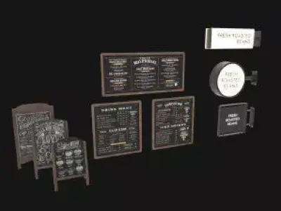 Cafe and shop Out door and indoor keepings  Low-poly 3D model