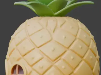 Stylized Pineapple House 3D Model Low-poly 3D model