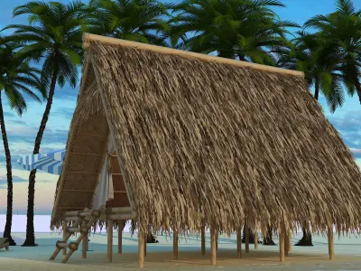 Beach leisure thatched cottage 3D model