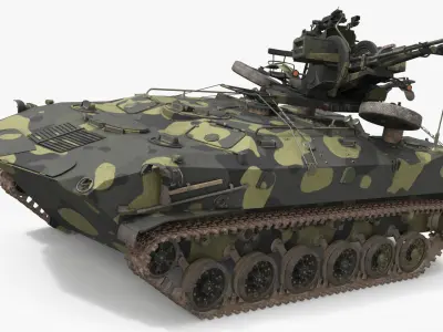  Amphibious Armored Vehicle with AA Weapon Camo Rigged 