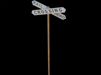 Railway-Crossing Roadsign Low-poly 3D model