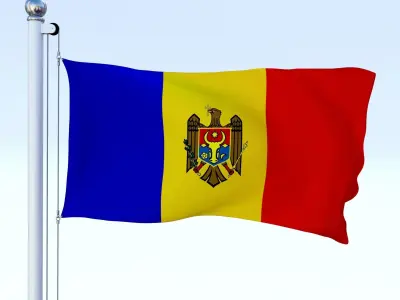 Animated Moldova Flag Low-poly 3D model