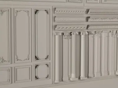 Collection stucco molding frame Low-poly 3D model