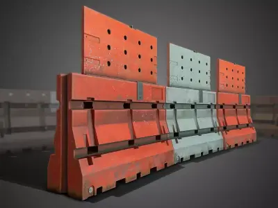 3D Construction Traffic Barricades - Game Ready Low-poly 3D model
