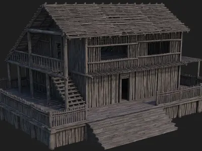 Old Wooden Building 4K Textures GameReady 184 Low-poly 3D model