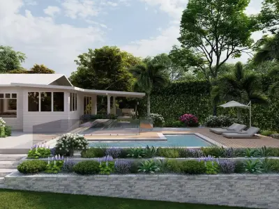 3D Exterior Scene 3D model design garden and landscape 3D model