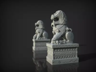 China lions statue 3D print model