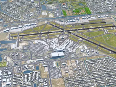 West Palm Beach Airport 10km Low-poly 3D model