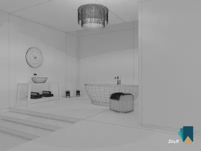 Modern bathroom on the beach 3D model