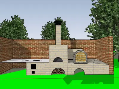 Outdoor Brick BBQ Oven 3D Model  SketchUp 3D model