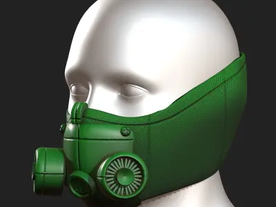 Gas mask respirator scifi futuristic 3d  Low-poly 3D model 11