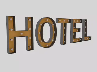 Hotel Sign With Bulb 3D model