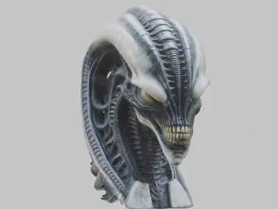 HR Giger Alien Bust  Xenomorph Creature Low-poly 3D model