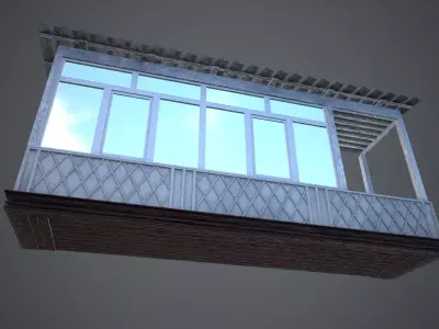 Classic closed balcony for house - 6 Low-poly 3D model Low-poly 3D model