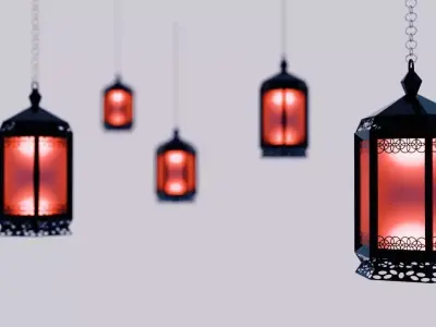 Scenic Lanterns Lights  Low-poly 3D model