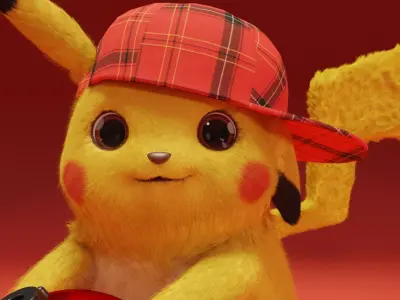 Pikachu with pokeball Low-poly 3D model