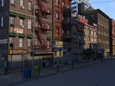 5 street blocks high detailed city building Chinatown  3D model