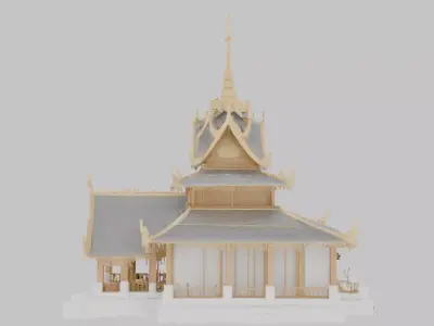 Traditional Asian Temple Low-poly 3D model