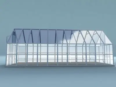 Greenhouse with shelves 3D model
