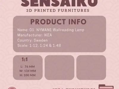 NYMANE Wall Reading Lamp for Dollhouse - IKEA - 3D Print 3D print model